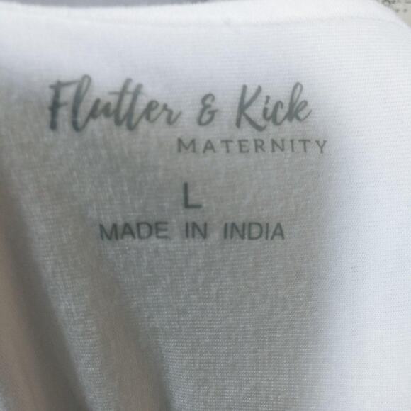 Flutter & Kick Maternity White Button Down Boho Size L - Picture 5 of 6